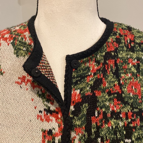 J Jill wearever cardigan floral duster layering sleek button closure boxy - Picture 5 of 14